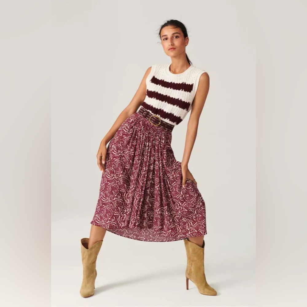 NWT BA&SH Lenny Midi Printed Skirt